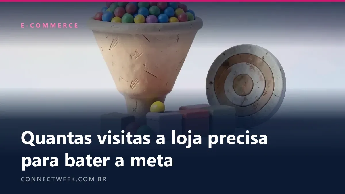 Funil de massinha recebendo muitas bolinhas no topo e soltando poucas em caixas de encomenda, ao lado de um alvo